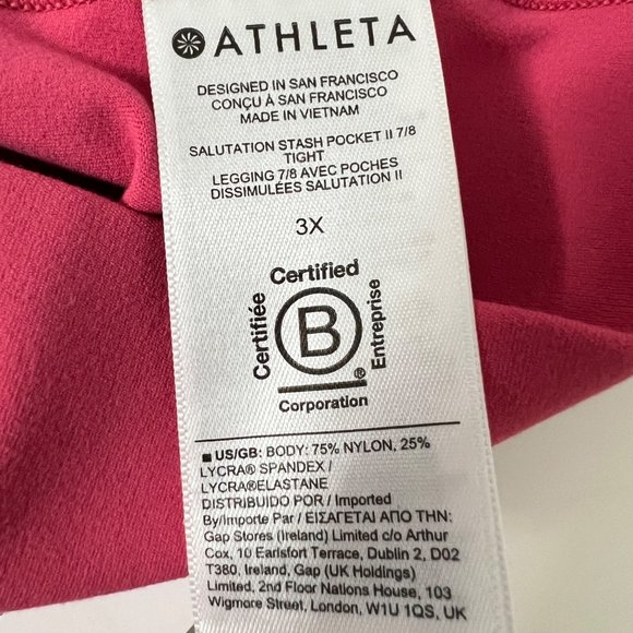 Athleta Plus Salutation Stash Pocket II 7/8 Tight Leggings Pink size 3X - Picture 9 of 14
